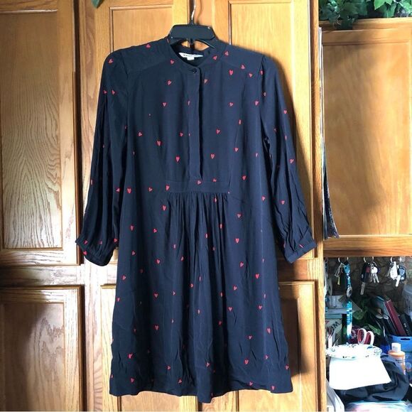 Anthropologie Whistles Mia Heart Print Mini Dress Size 4 - Picture 1 of 16